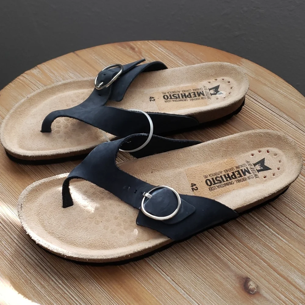 Mephisto Natalia Nubuck Leather Sandal Navy